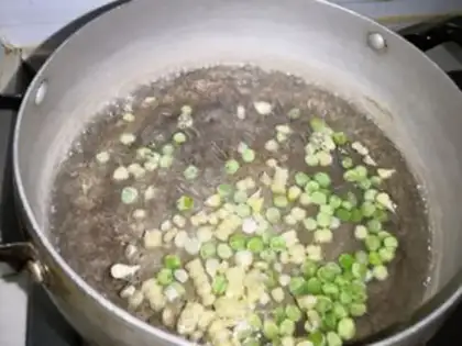 Make Corn pea ham and rice step 1
