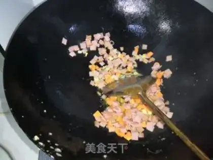 Make Corn pea ham and rice step 6