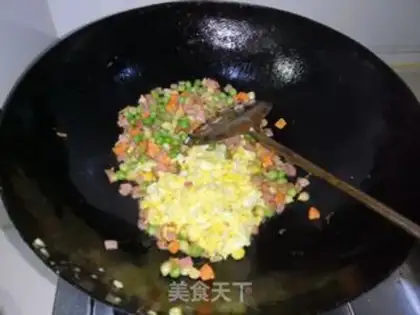 Make Corn pea ham and rice step 8