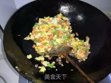 Make Corn pea ham and rice step 9