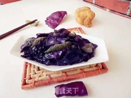 Make Monkey-head mushrooms burn purple kale step 11