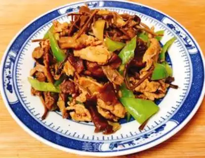 Make Tea mushroom fried meat step 8