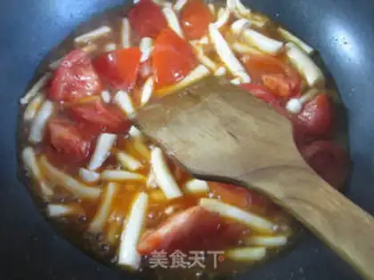 Make Seafood mushroom fried tomatoes step 7