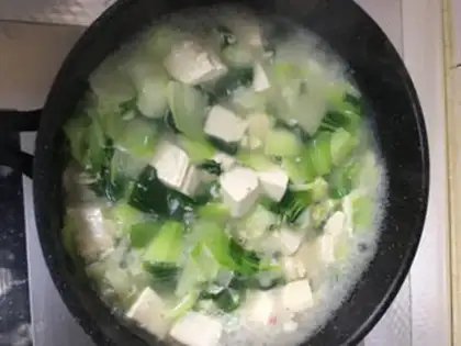 Make Cream tofu shrimp soup step 5