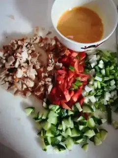 Make Chicken cucumber fried rice step 1