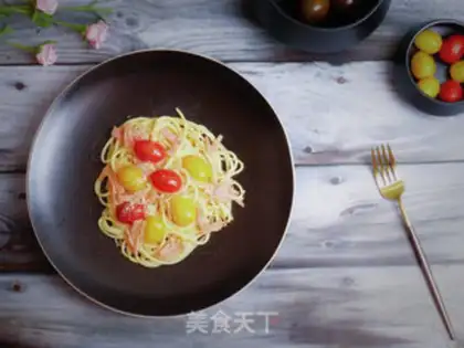 Make Tomato ham pasta step 16