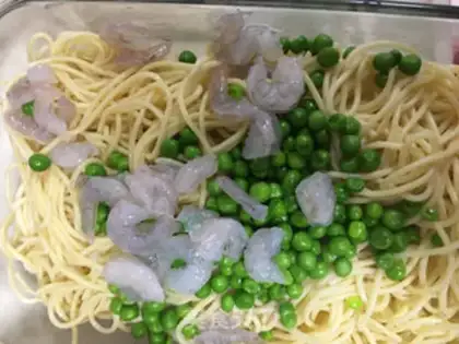 Make Peas and shrimp and cheese step 2