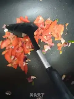 Make Onions, tomatoes, tofu, tofu step 2