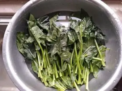Make A spinach mix fan step 0