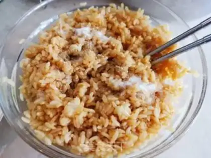 Make Soy egg fried rice step 5