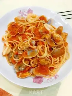 Make Seafood tomato pasta step 14