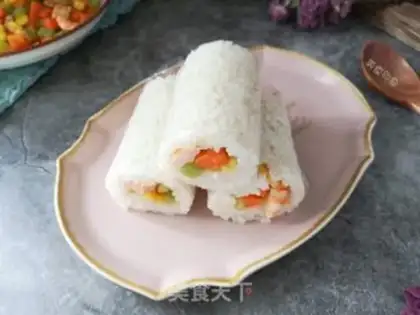 Make A rice roll for shrimp step 9