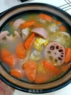 Make Lotus corn carrot broccoli broccoli soup step 6