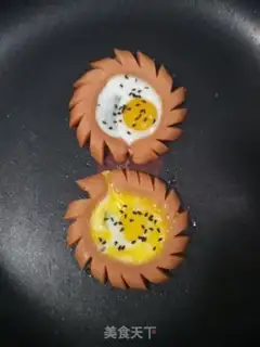 Make The quail egg ham sausage step 6