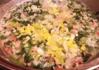 Make Pighead spinach congee step 7