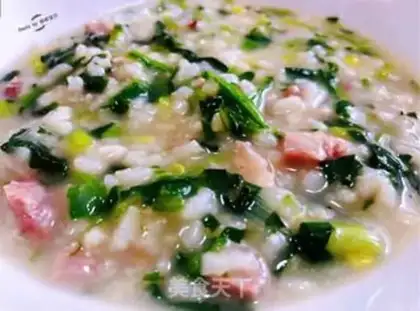 Make Pighead spinach congee step 8