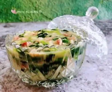 Make Pighead spinach congee step 9
