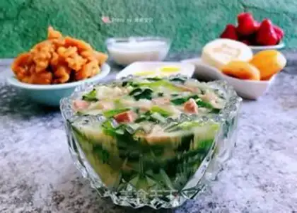 Make Pighead spinach congee step 10