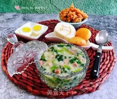 Make Pighead spinach congee step 11