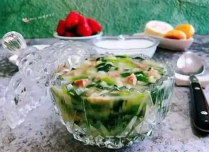 Make Pighead spinach congee step 13