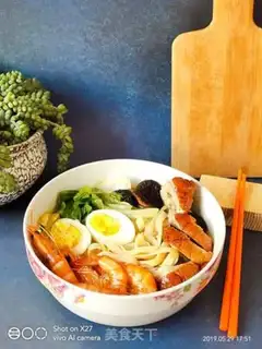Make Roasted duck mushrooms and red shrimp noodles step 5