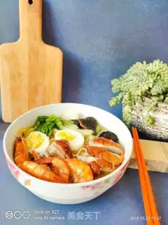 Make Roasted duck mushrooms and red shrimp noodles step 7