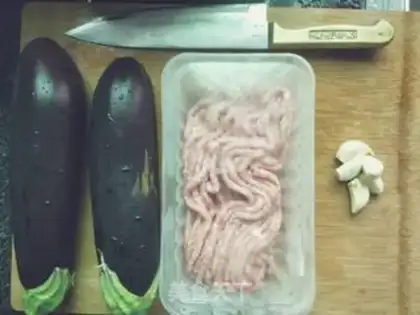 Make Meat and eggplant step 0