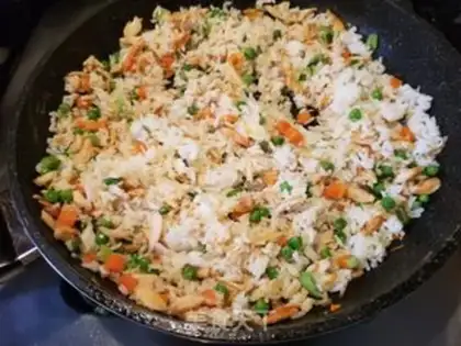 Make Shrimp crab fried rice step 6