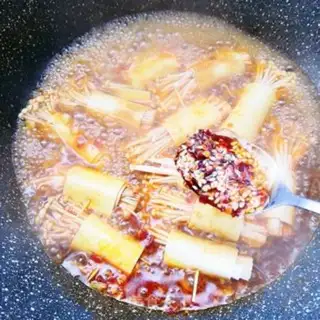 Make Gold pins, mushrooms, tofu step 15