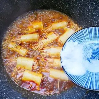 Make Gold pins, mushrooms, tofu step 16