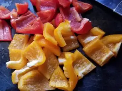 Make Shrimp peppers fried watermelon step 2