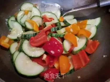 Make Shrimp peppers fried watermelon step 7