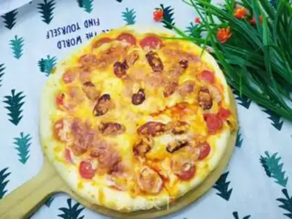 Make Shrimp pizza step 12
