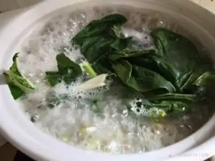 Make Shrimp rice mushroom congee step 5