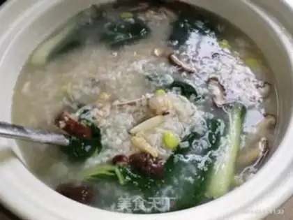 Make Shrimp rice mushroom congee step 6