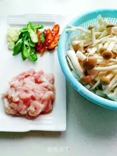 Make Crab mushrooms and fried meat step 2