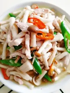 Make Crab mushrooms and fried meat step 10
