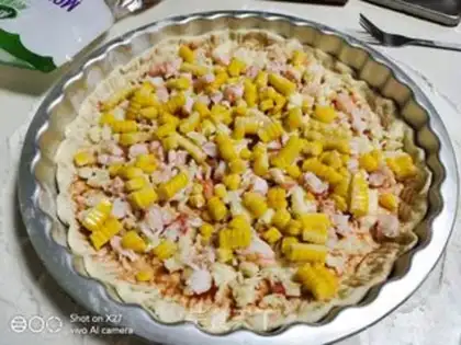 Make Shrimp corn pizza step 7