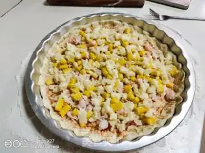 Make Shrimp corn pizza step 8