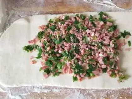 Make Onion ham rolls step 4