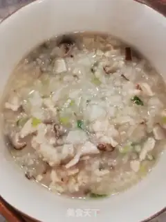 Make Chicken mushroom congee step 6