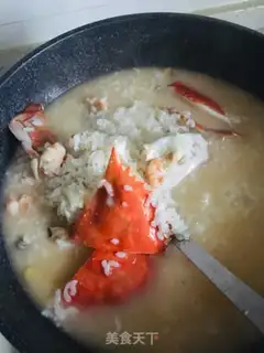 Make Pork crab shrimp congee step 4