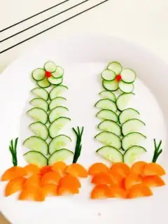 Make cucumber carrot platter step 7