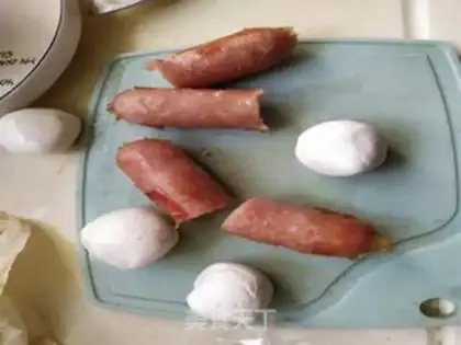 Make A rice sausage bar step 7