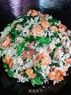 Make Shrimp mustard blue fried rice step 13