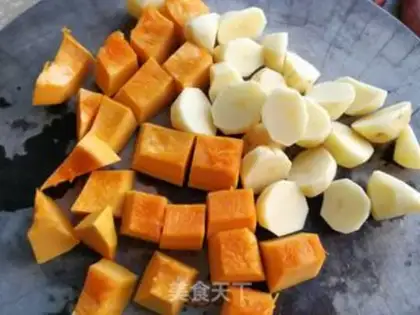 Make Pumpkin potato rice step 1