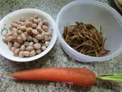 Make Tea mushrooms, carrots, peanut rice step 0