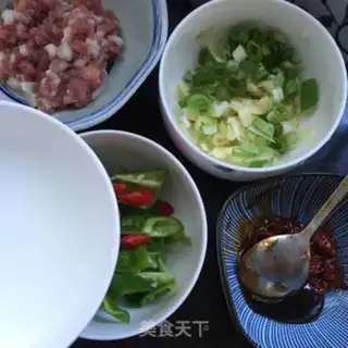 Make Fish, pork and eggplant step 1