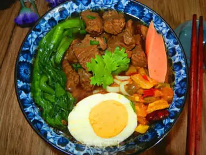 Make Red beef noodles step 8