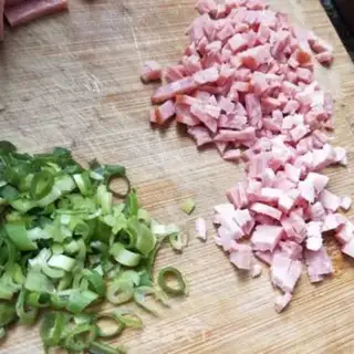 Make Ham and egg fried rice step 1